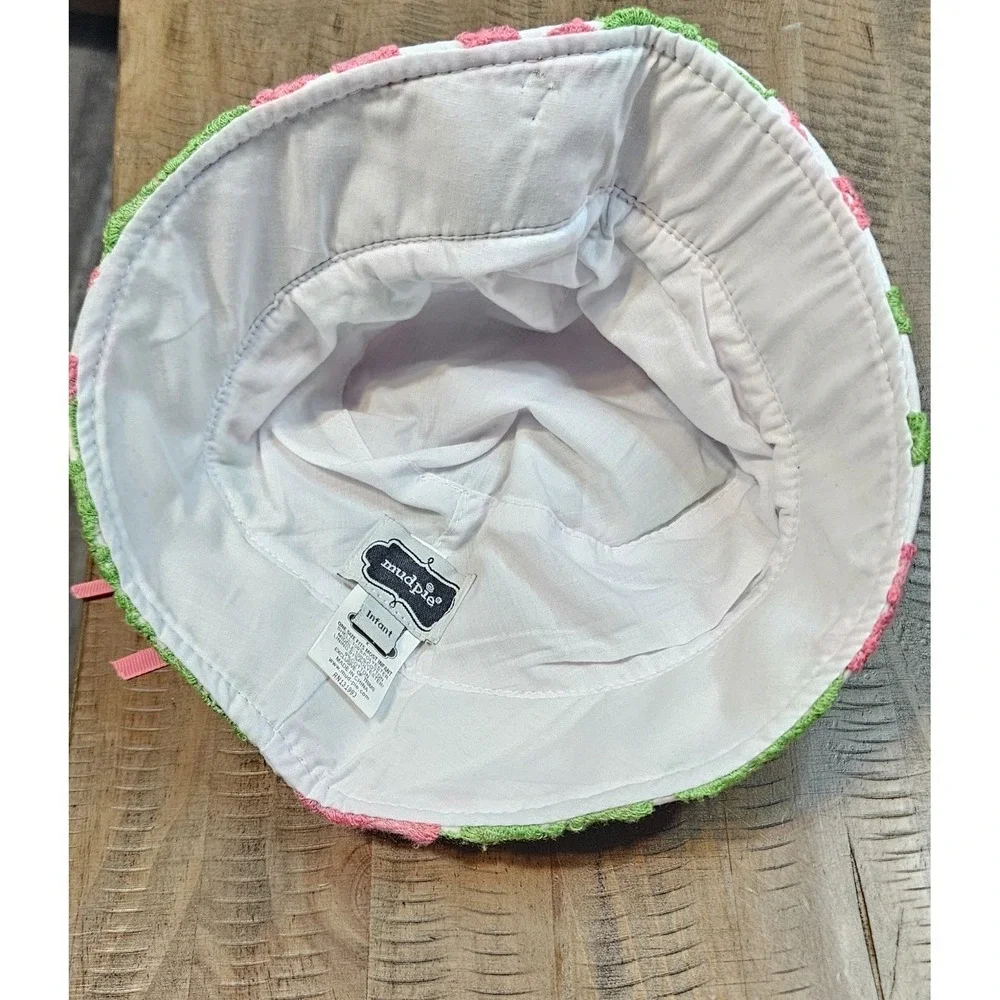 💜🩷Mud PiePink/green Floral‎ Embroidery Baby Girl Infant Hat One Size 💜🩷